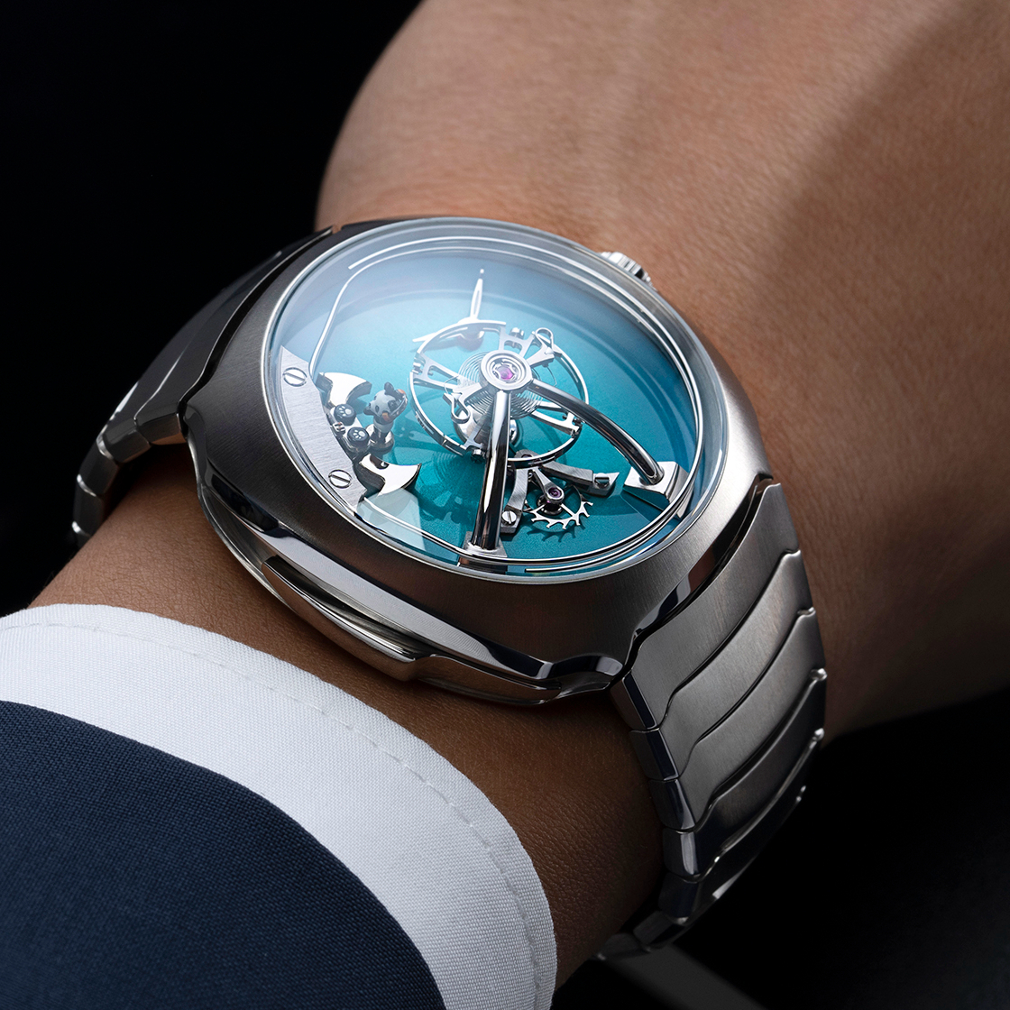 熊貓打碟!2023OnlyWtach我最可愛-H. Moser ? MB&F Streamliner Pandamonium疾速者三問報時腕表